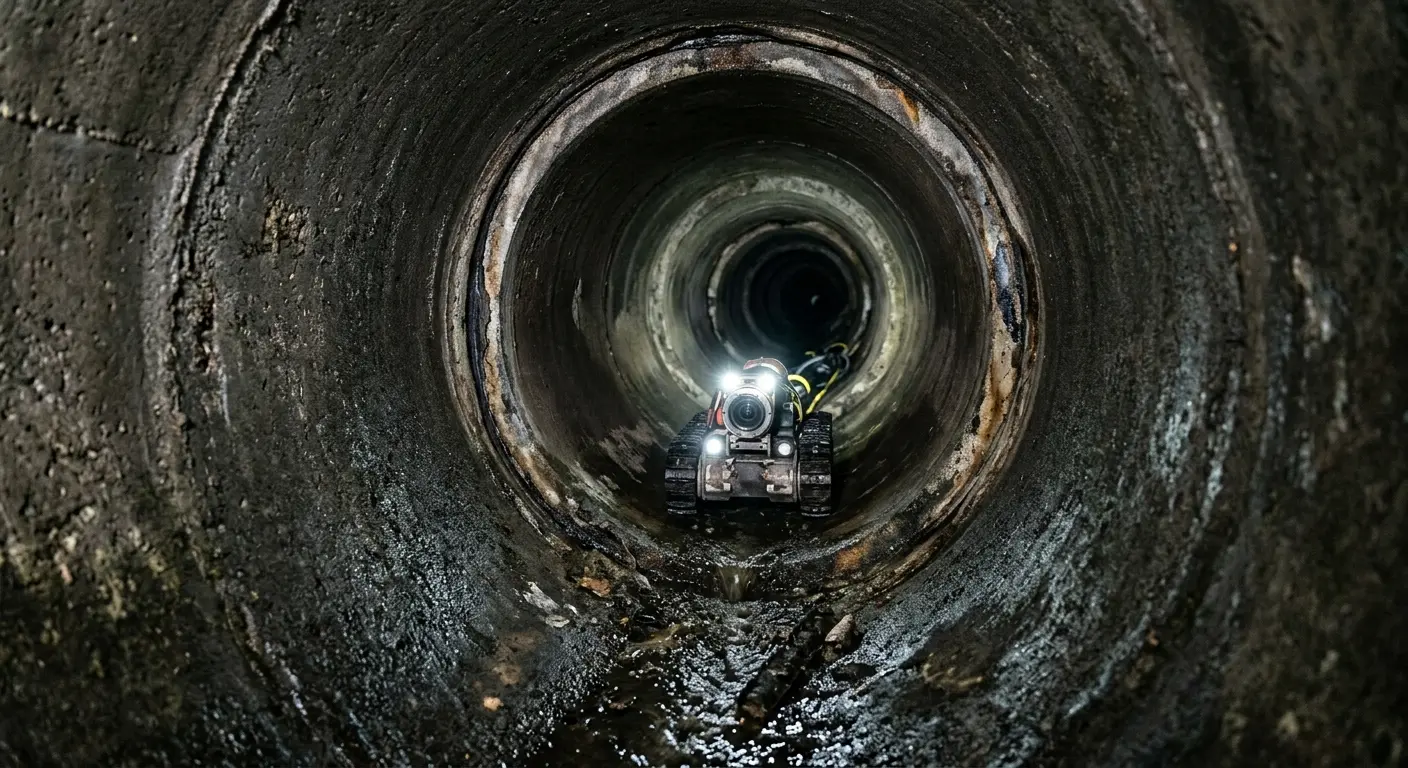 Robotic sewer camera inspecting pipe interior for Sewer Line Repair in Ripley